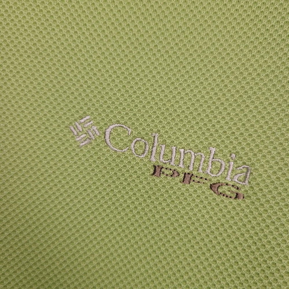 Columbia PFG Vented Green Golf Fishing Sport Dad Father Vacation Polo - Picture 3 of 9